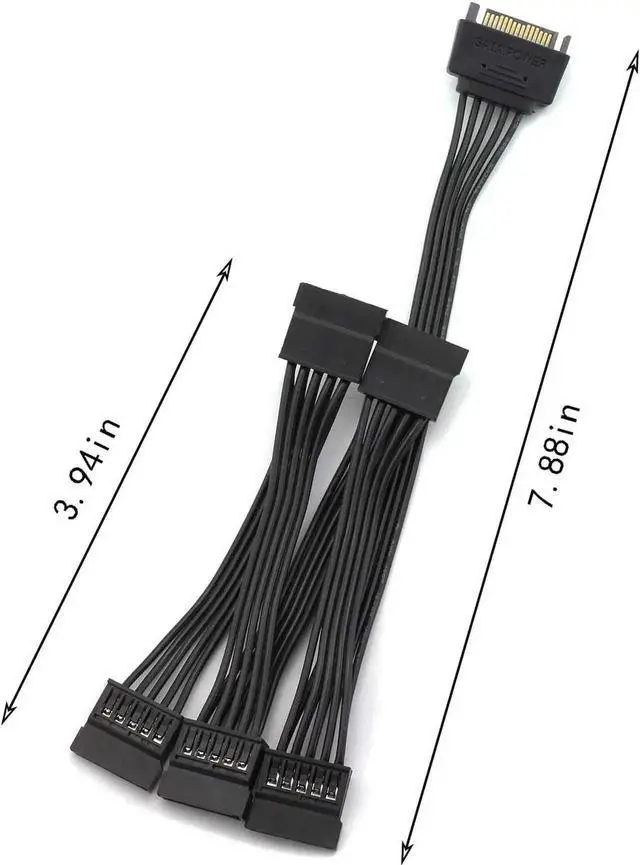 Alt view image 6 of 6 - WRIARICH 24-inch (60CM) 15Pin SATA Power Splitter Cable, 1 Male to 5 Female SATA Power Extension Cord for HDD & SSD