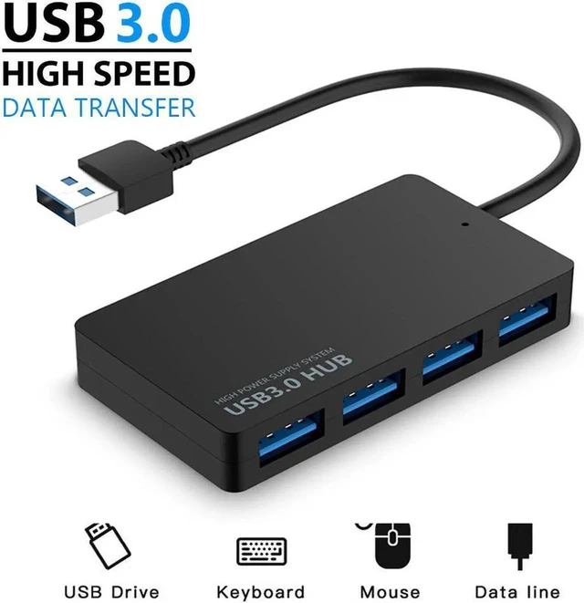 Alt view image 7 of 7 - WRIARICH Black Ultra Slim 4-Port USB 3.0 Splitter Hub, High Speed 5Gbps USB Port Expander Compatible with MacBook Air, Mac Mini, iMac Pro, Surface, Ultrabooks, Laptops & PCs