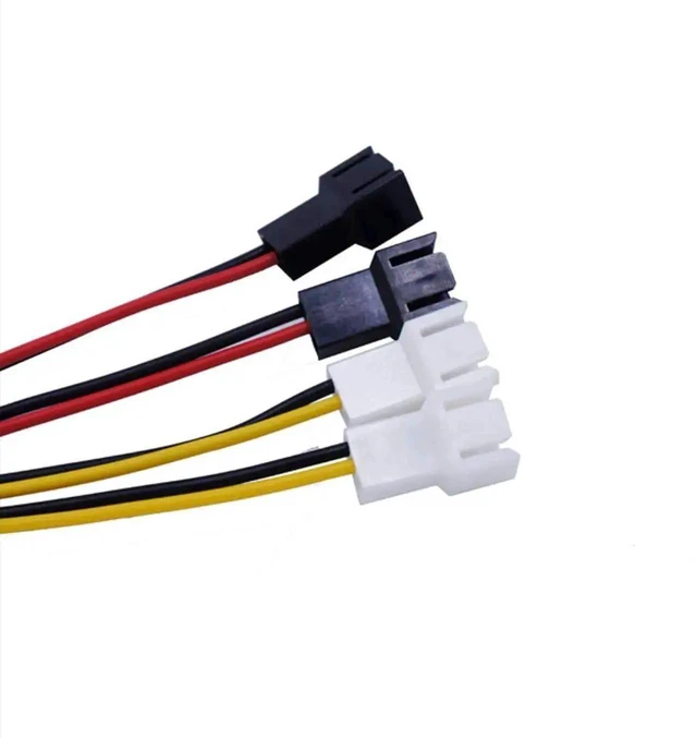 Alt view image 3 of 5 - WRIARICH 1 Piece 4-Pin to 3-Pin Fan Power Adapter Cable, Dual 12V & Dual 5V Output PC Case Cooling Fan Wire, 12.5cm Length
