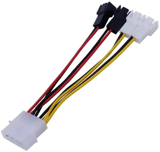 Alt view image 5 of 5 - WRIARICH 1 Piece 4-Pin to 3-Pin Fan Power Adapter Cable, Dual 12V & Dual 5V Output PC Case Cooling Fan Wire, 12.5cm Length
