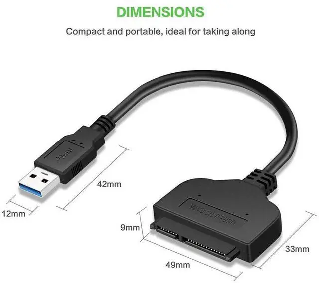 Alt view image 2 of 5 - WRIARICH USB 3.0 to SATA III Adapter Cable for 2.5" SSD & HDD, Not Compatible with 3.5-inch Hard Drives