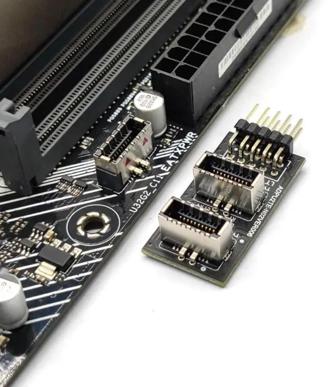 Alt view image 2 of 7 - WRIARICH USB 2.0 9Pin/10Pin to Dual USB 3.1 Type E Female Adapter, Motherboard Header Extension for Front Panel