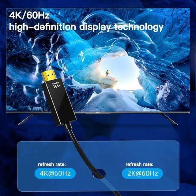 Alt view image 3 of 7 - WRIARICH 6FT/1.8M Mini DP to HDMI Cable, 4K@60Hz, for MacBook, Surface Pro, Monitor, Projector