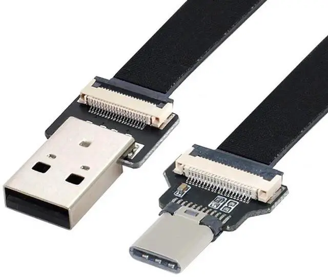 Main image of WRIARICH 0.5M Flat Ribbon USB-A Male to USB-C Male Flex Extension Cable | USB2.0 Flexible Thin Cord