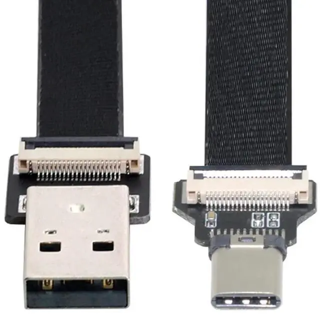 Alt view image 2 of 7 - WRIARICH 0.5M Flat Ribbon USB-A Male to USB-C Male Flex Extension Cable | USB2.0 Flexible Thin Cord