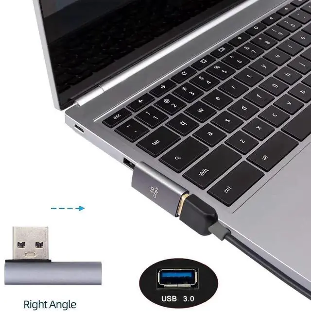 Alt view image 2 of 7 - WRIARICH Low Profile Right 90 Degree USB 3.0 Male to Female Extension Adapter, 10Gbps Super Speed USB-A Extender Supports Charging, Data & Video Transfer for Laptops, Docks, External SSDs
