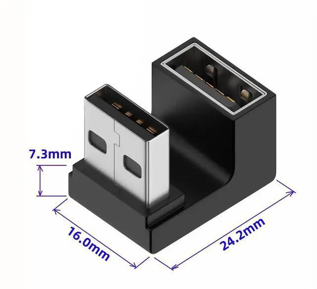 Alt view image 5 of 7 - WRIARICH 360° Rotatable U-Shape Back Angled USB 3.2 Gen2 Male to Female Extension Adapter, 10Gbps SuperSpeed USB Type A Elbow Extender, Support Power Charging, Data Sync & Video Transmission