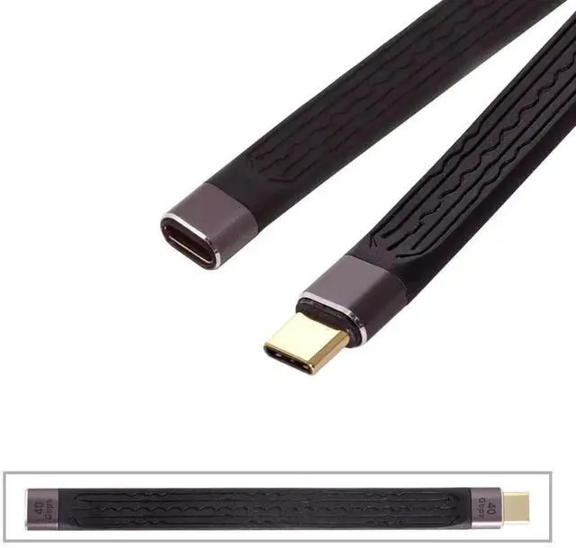 Alt view image 4 of 7 - WRIARICH 13cm Slim Flat USB4 Male to Female Extension Cable | 40Gbps Data, 100W PD Charging, 8K@60Hz Video Output