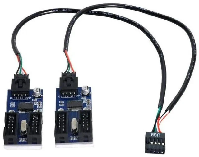 Main image of WRIARICH 9Pin USB 2.0 Header 1 to 2/4 Female Extension Cable, Internal USB Port Multiplier Hub Adapter