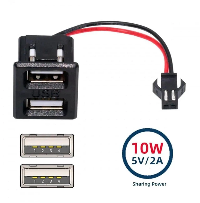 Alt view image 2 of 6 - WRIARICH Dual USB-A Female to 2Pin 2.54mm Pitch Header Cable, Latch Mount DC 5V Power Connector for DIY & OEM Projects
