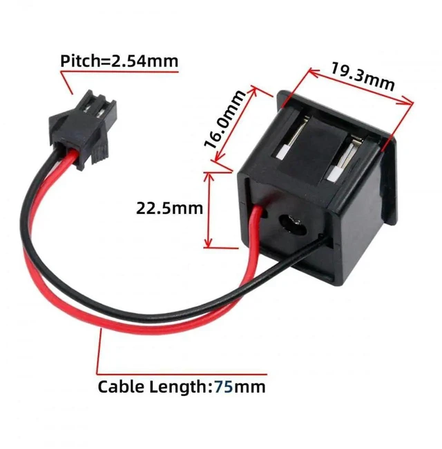Alt view image 3 of 6 - WRIARICH Dual USB-A Female to 2Pin 2.54mm Pitch Header Cable, Latch Mount DC 5V Power Connector for DIY & OEM Projects