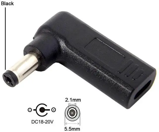 Alt view image 3 of 6 - WRIARICH 90 Degree Angled USB 3.1 Type-C to DC 5.5x2.1mm Adapter, 20V PD Emulator Trigger for Laptop Power Supply