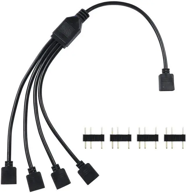 Main image of WRIARICH 5V 3Pin ARGB 1 to 4 Splitter Cable, Addressable RGB Extension Cord for PC Case, CPU Cooler & ARGB Fans