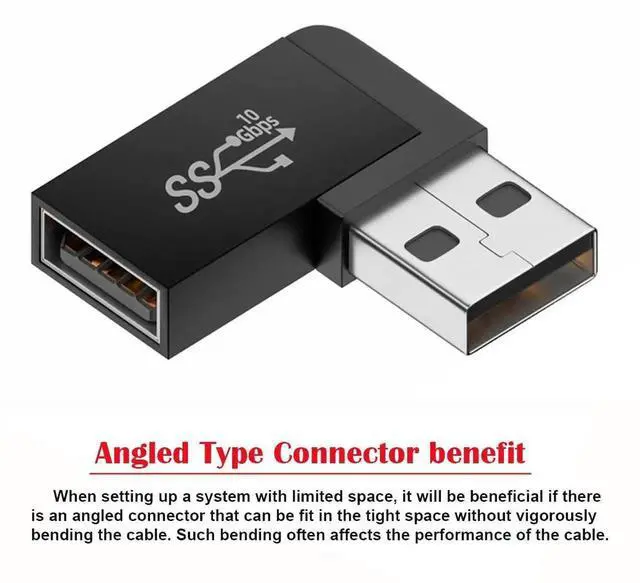 Alt view image 2 of 7 - WRIARICH 90 Degree Left Angled USB 3.2 Gen2 Male to Female Extension Adapter, 10Gbps SuperSpeed USB A Elbow Extender for Power, Data & Video Transmission
