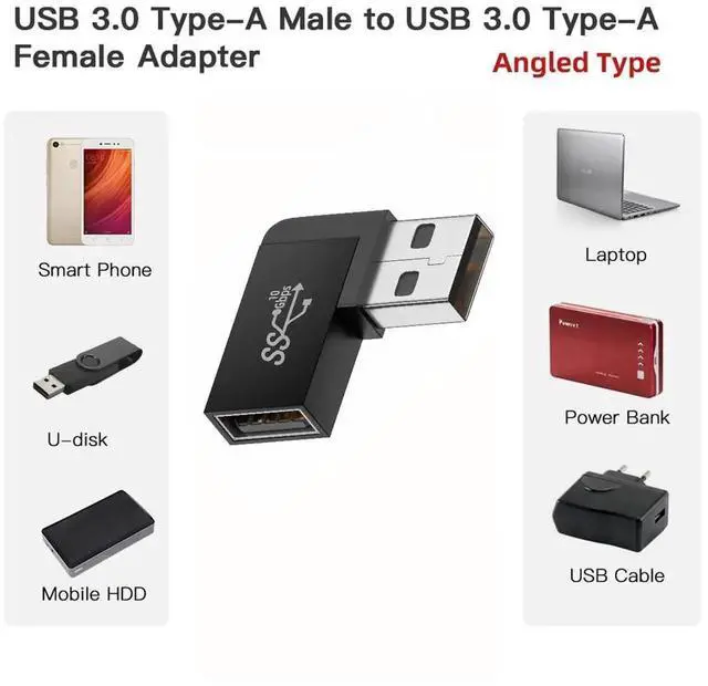 Alt view image 5 of 7 - WRIARICH 90 Degree Left Angled USB 3.2 Gen2 Male to Female Extension Adapter, 10Gbps SuperSpeed USB A Elbow Extender for Power, Data & Video Transmission