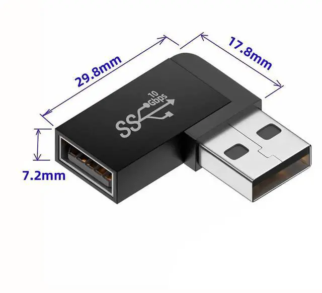 Alt view image 6 of 7 - WRIARICH 90 Degree Left Angled USB 3.2 Gen2 Male to Female Extension Adapter, 10Gbps SuperSpeed USB A Elbow Extender for Power, Data & Video Transmission