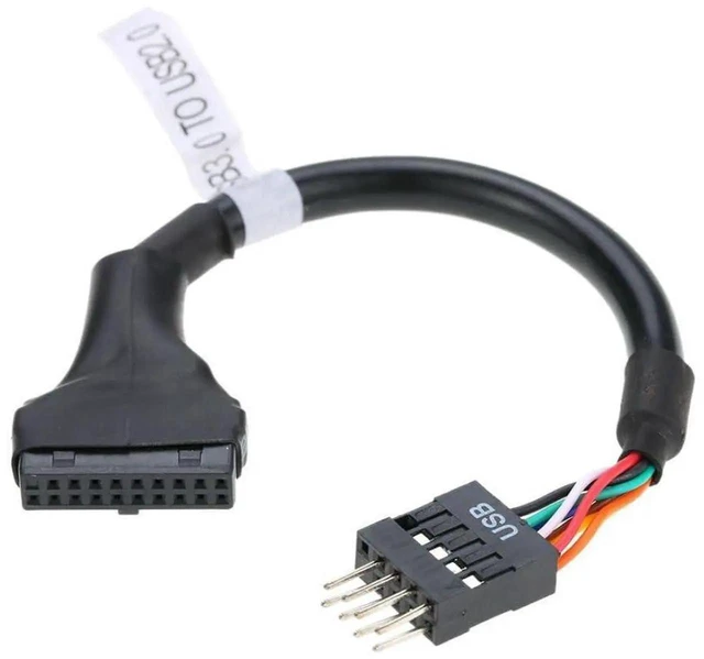 Alt view image 2 of 7 - WRIARICH 2 Pack USB 2.0 Front Panel Header Adapter, 9/10Pin to 19/20Pin Mainboard Gender Changer Cable