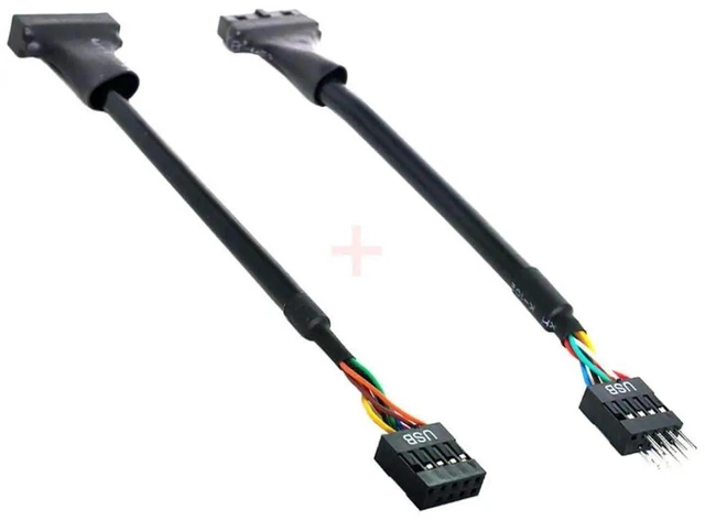 Alt view image 5 of 7 - WRIARICH 2 Pack USB 2.0 Front Panel Header Adapter, 9/10Pin to 19/20Pin Mainboard Gender Changer Cable