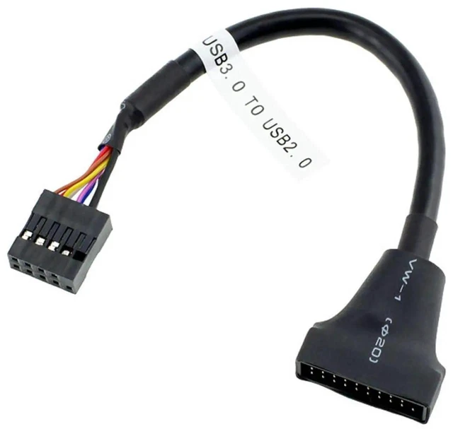 Alt view image 6 of 7 - WRIARICH 2 Pack USB 2.0 Front Panel Header Adapter, 9/10Pin to 19/20Pin Mainboard Gender Changer Cable