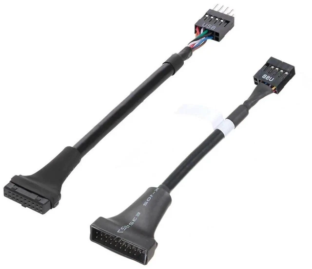 Alt view image 7 of 7 - WRIARICH 2 Pack USB 2.0 Front Panel Header Adapter, 9/10Pin to 19/20Pin Mainboard Gender Changer Cable