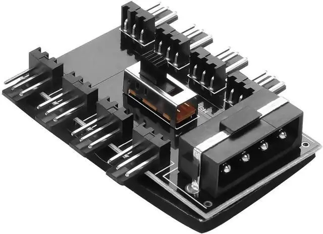 Main image of WRIARICH 1-to-8 Ports 12V 3-Pin Chassis Fan Splitter Hub, IDE 4-Pin Powered PC Cooling Fan Controller for Desktop Motherboard