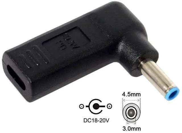 Alt view image 5 of 6 - WRIARICH USB 3.1 Type-C to DC 4.5x3.0mm Adapter, 90 Degree Angled PD Emulator Trigger for HP Dell Laptop Charging
