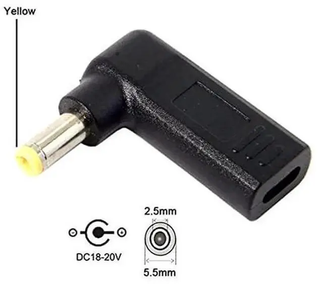 Alt view image 2 of 6 - WRIARICH 90 Degree Angled USB3.1 Type-C to DC 5.5×2.5mm PD Trigger Emulator Adapter, 20V Fixed Output