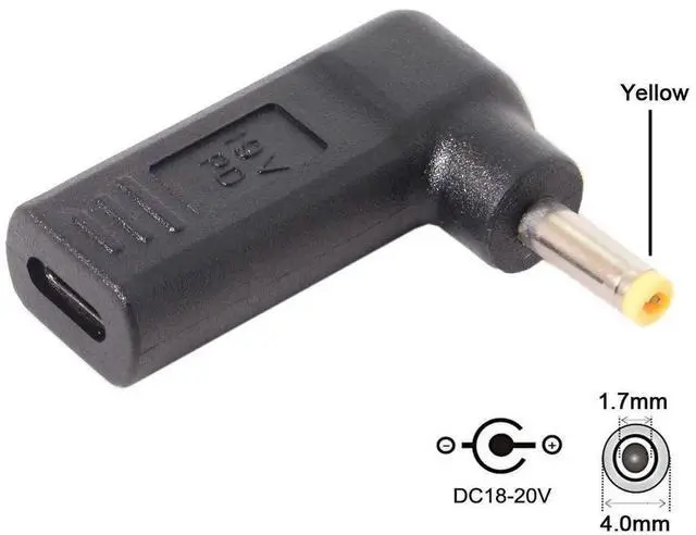 Alt view image 2 of 7 - WRIARICH 90 Degree Angled USB-C to DC 19V PD Trigger Emulator Adapter, Type-C PD to DC 4.0x1.7mm Barrel Jack Power Converter