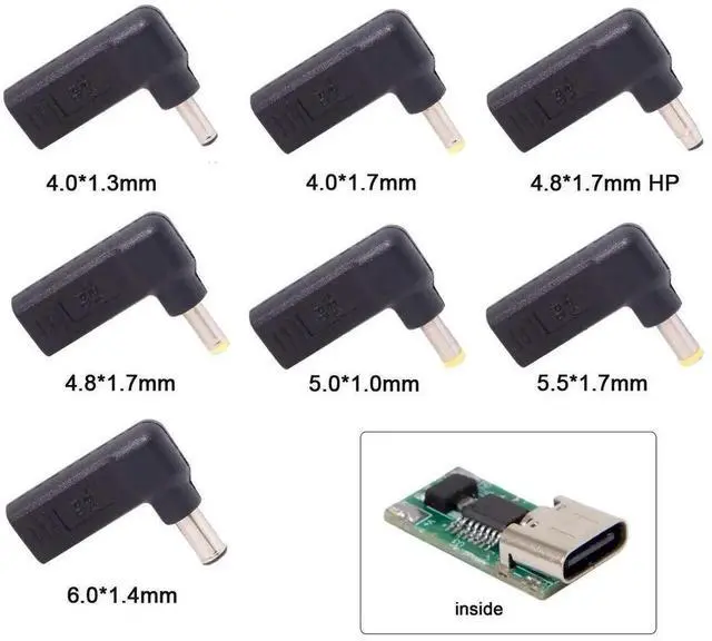 Alt view image 6 of 7 - WRIARICH 90 Degree Angled USB-C to DC 19V PD Trigger Emulator Adapter, Type-C PD to DC 4.0x1.7mm Barrel Jack Power Converter