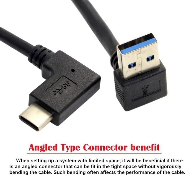 Alt view image 2 of 7 - WRIARICH 30cm Upward 90 Degree USB-C Female to USB3.1 Type-A Male Reversible Data Cable | 5Gbps High Speed Cord for Smartphones & Tablets