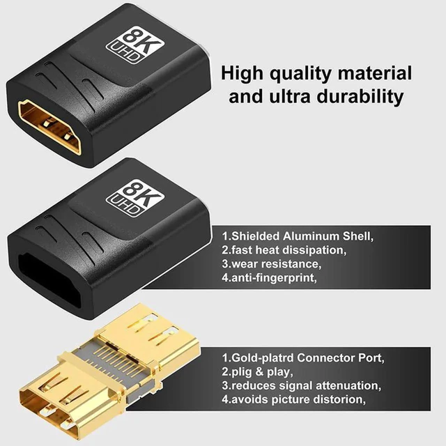 Alt view image 5 of 7 - WRIARICH 1-Pack HDMI 2.1 Female to Female Coupler, 48Gbps HDMI Extender Connector Supports 8K@60Hz, 4K@144Hz & 1080P