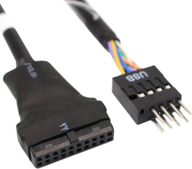 Main image of WRIARICH 4 Inch Black USB 3.0 20Pin Female to USB 2.0 9Pin Male Motherboard Adapter Cable