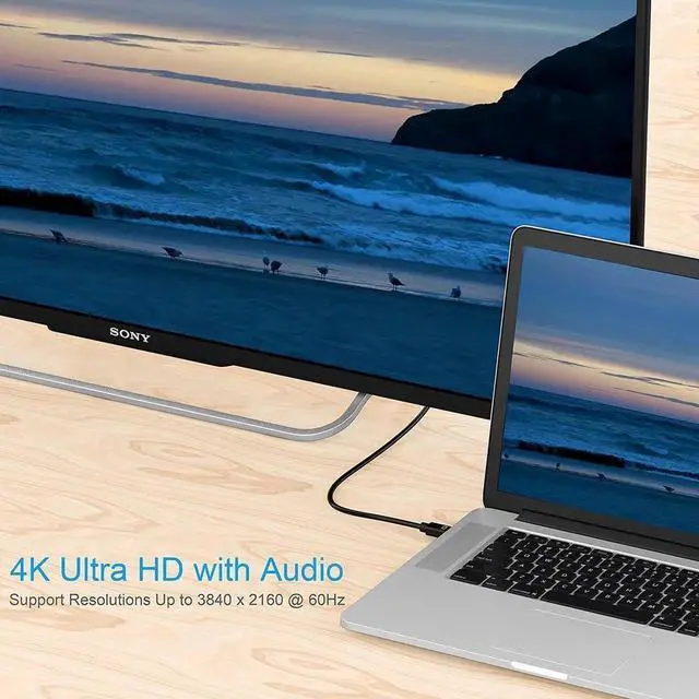 Alt view image 5 of 7 - WRIARICH 6FT Mini DisplayPort to DisplayPort Cable, Thunderbolt Compatible Mini DP Male to DP Male Cord, Gold-Plated, Supports 4K@60Hz 2K@144Hz, Black for MacBook Surface Gaming Monitor PC