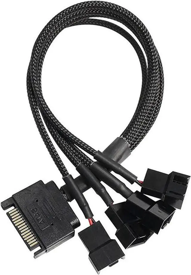Main image of WRIARICH ATA to 3 Pin 4 Pin Fan Sleeved Power Splitter Cable Adapter,15Pin SATA to 4 x TX3 / TX4 (PWM) 12V PC Case Fan Cooler Y Splitter Power Extension Cord - 10 Inch,Black