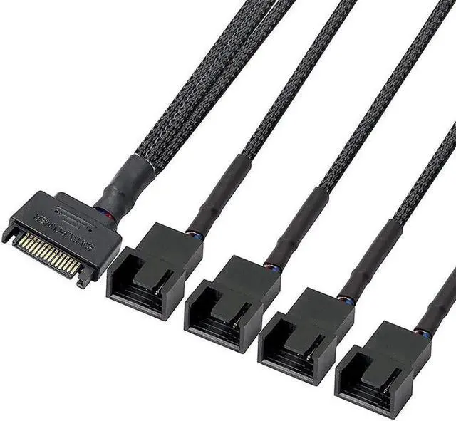 Alt view image 3 of 5 - WRIARICH ATA to 3 Pin 4 Pin Fan Sleeved Power Splitter Cable Adapter,15Pin SATA to 4 x TX3 / TX4 (PWM) 12V PC Case Fan Cooler Y Splitter Power Extension Cord - 10 Inch,Black