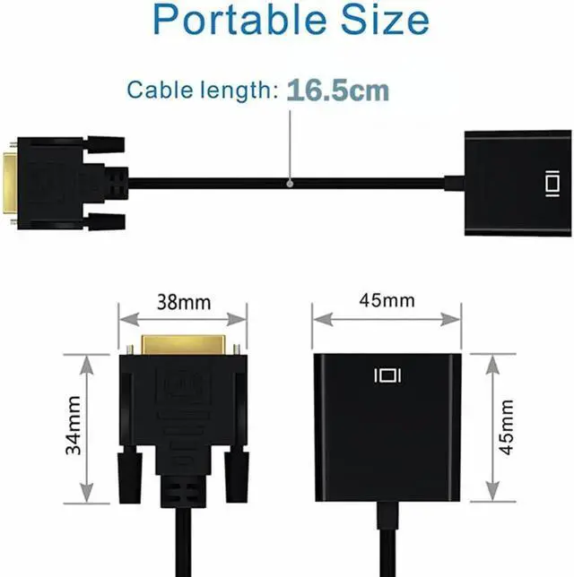 Alt view image 2 of 7 - WRIARICH Active DVI-D 24+1 Male to VGA Female Adapter, 1080P Full HD DVI to VGA Signal Converter for PC, Laptop, Graphics Card, Projector & HDTV