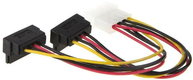 Alt view image 2 of 5 - WRIARICH 2 Pack 6 Inch Down Angle 4Pin Molex to Dual 15Pin SATA Power Y Splitter Cable Adapter