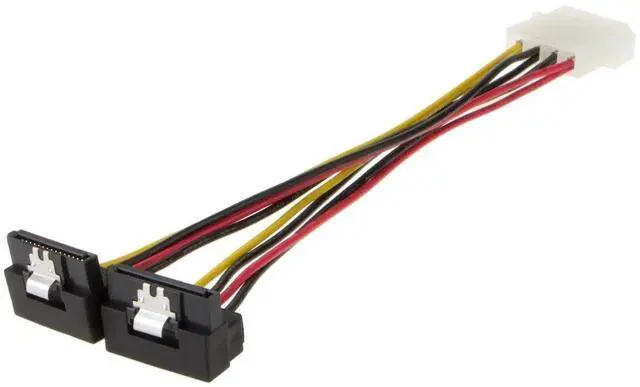Alt view image 5 of 5 - WRIARICH 2 Pack 6 Inch Down Angle 4Pin Molex to Dual 15Pin SATA Power Y Splitter Cable Adapter