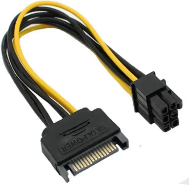 Alt view image 2 of 3 - WRIARICH 18cm 15Pin SATA to 6Pin PCIe Power Extension Cable, SATA to Graphics Card Adapter Cord