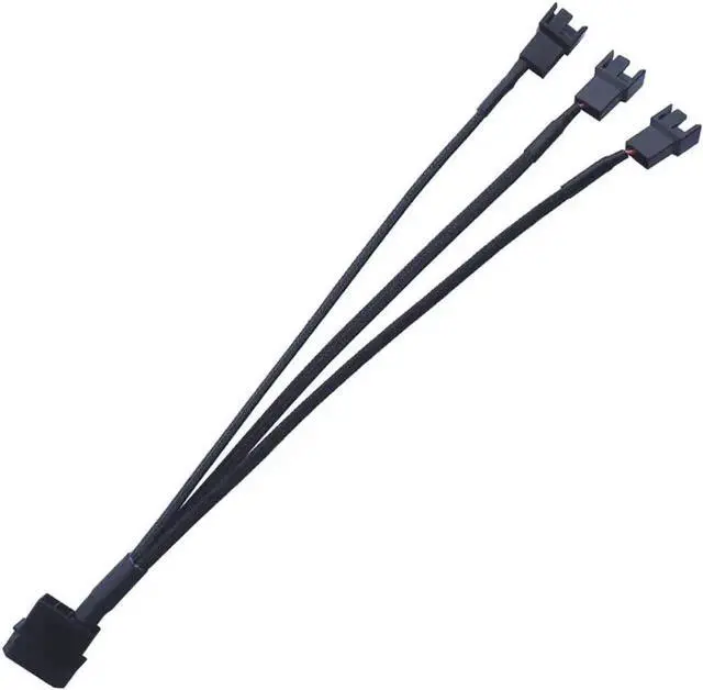 Alt view image 4 of 5 - WRIARICH Molex LP4 to Triple 3/4 Pin PWM Fan Splitter Cable, Sleeved 10 Inch Black PC Cooling Power Extension Cord