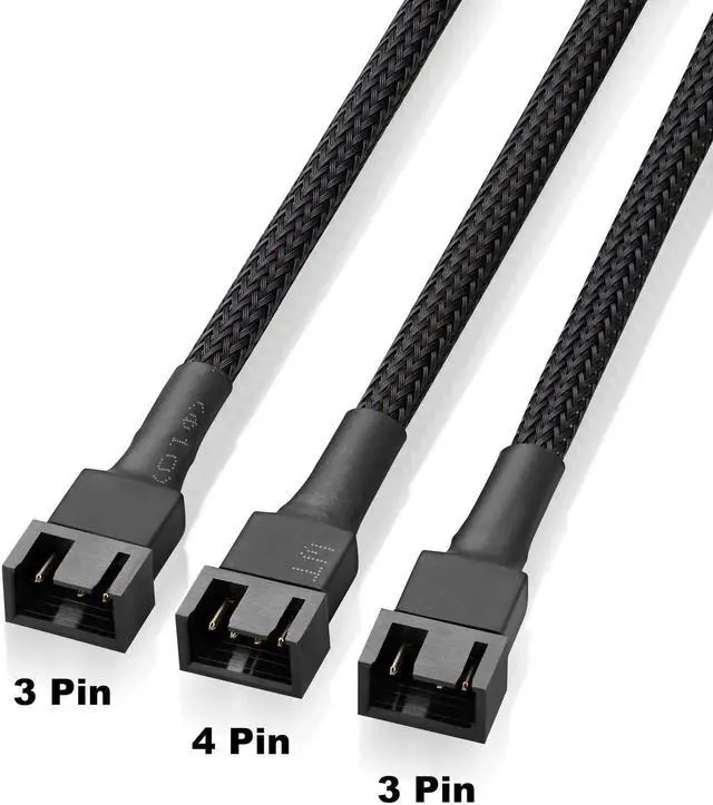 Alt view image 4 of 7 - WRIARICH 3 Pack 10 Inch 4 Pin 3-Way PWM Fan Splitter Cable, Black for 3/4 Pin PC Cooling Fans
