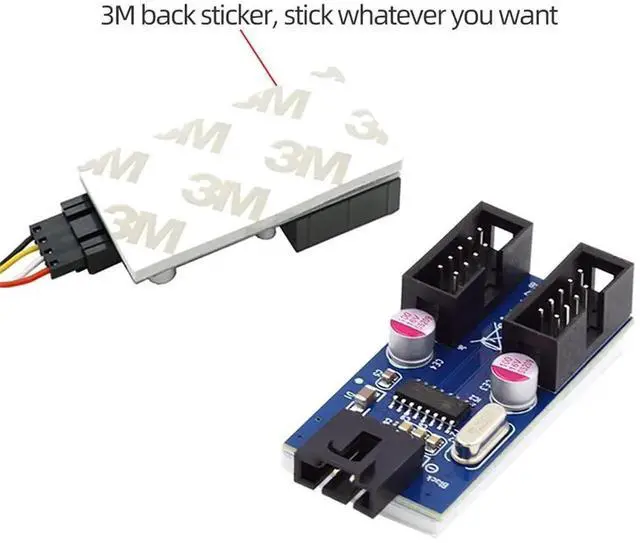 Alt view image 5 of 7 - WRIARICH USB 2.0 Type-A Male to Dual Female 9Pin Motherboard Header Hub Adapter, Port Multiplier Extension Connector