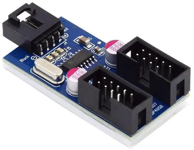 Alt view image 6 of 7 - WRIARICH USB 2.0 Type-A Male to Dual Female 9Pin Motherboard Header Hub Adapter, Port Multiplier Extension Connector