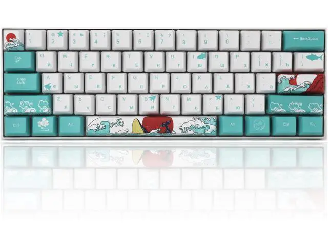 Alt view image 2 of 7 - WRIARICH (Only Keycaps) Russian Coral Sea 60% PBT Keycaps Set OEM Profile for MX Switches Mechanical Gaming Keyboard GK61 64