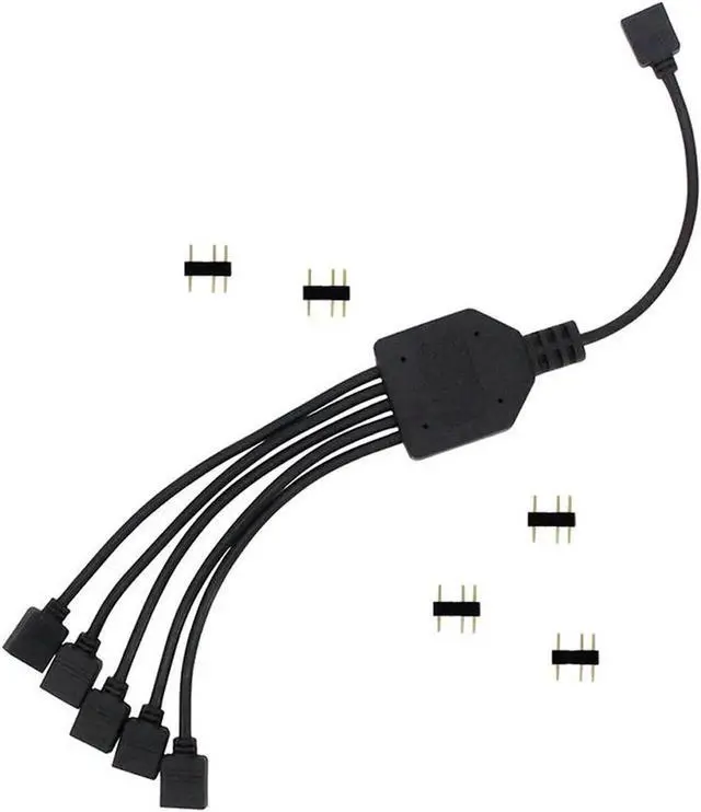 Alt view image 2 of 4 - WRIARICH 2 Pack 1-to-5 5V 3Pin Addressable RGB Splitter Y Cable, 5-Way RGB Hub for LED Strips & Case Fans, Compatible with Mystic Light
