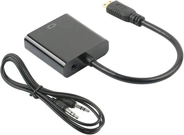 Alt view image 2 of 4 - WRIARICH Mini HDMI to VGA Video Converter Adapter with 3.5mm Audio Jack & Built-in Cable, Compatible with Graphics Cards, Tablets, Cameras and Camcorders