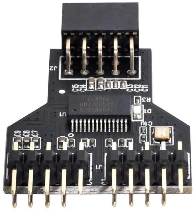 Main image of WRIARICH 9-Pin USB 2.0 Header 1 to 2 Port Splitter Adapter, Motherboard Internal USB Hub Connector
