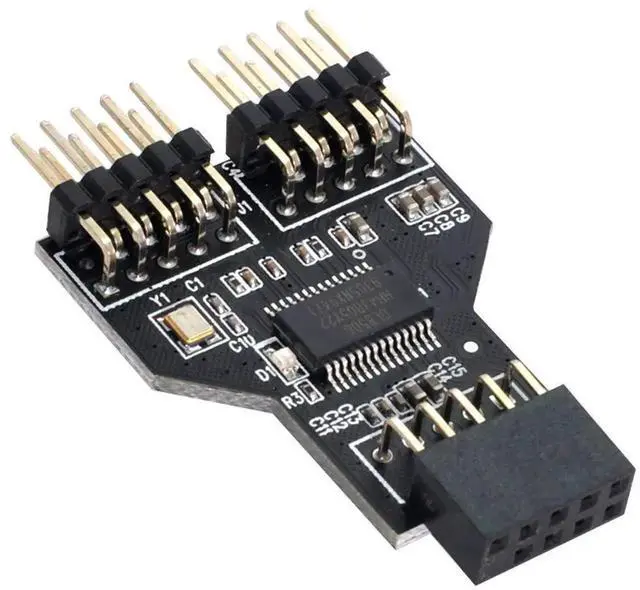 Alt view image 6 of 6 - WRIARICH 9-Pin USB 2.0 Header 1 to 2 Port Splitter Adapter, Motherboard Internal USB Hub Connector