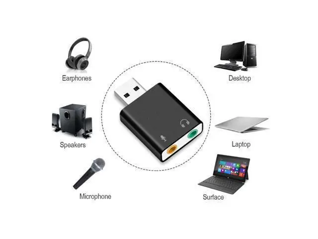 Alt view image 3 of 5 - WRIARICH 7.1-Channel Aluminum Alloy Usb Sound Card Computer External Sound Card Usb7.1 Sound Card Analog Sound Card