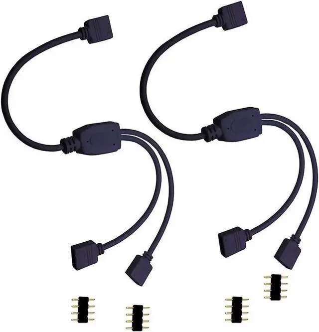 Main image of WRIARICH 1FT 12V 4-Pin RGB RBW 2-Way Splitter Cable AURA RGB LED Strip Lighting Hub Adapter